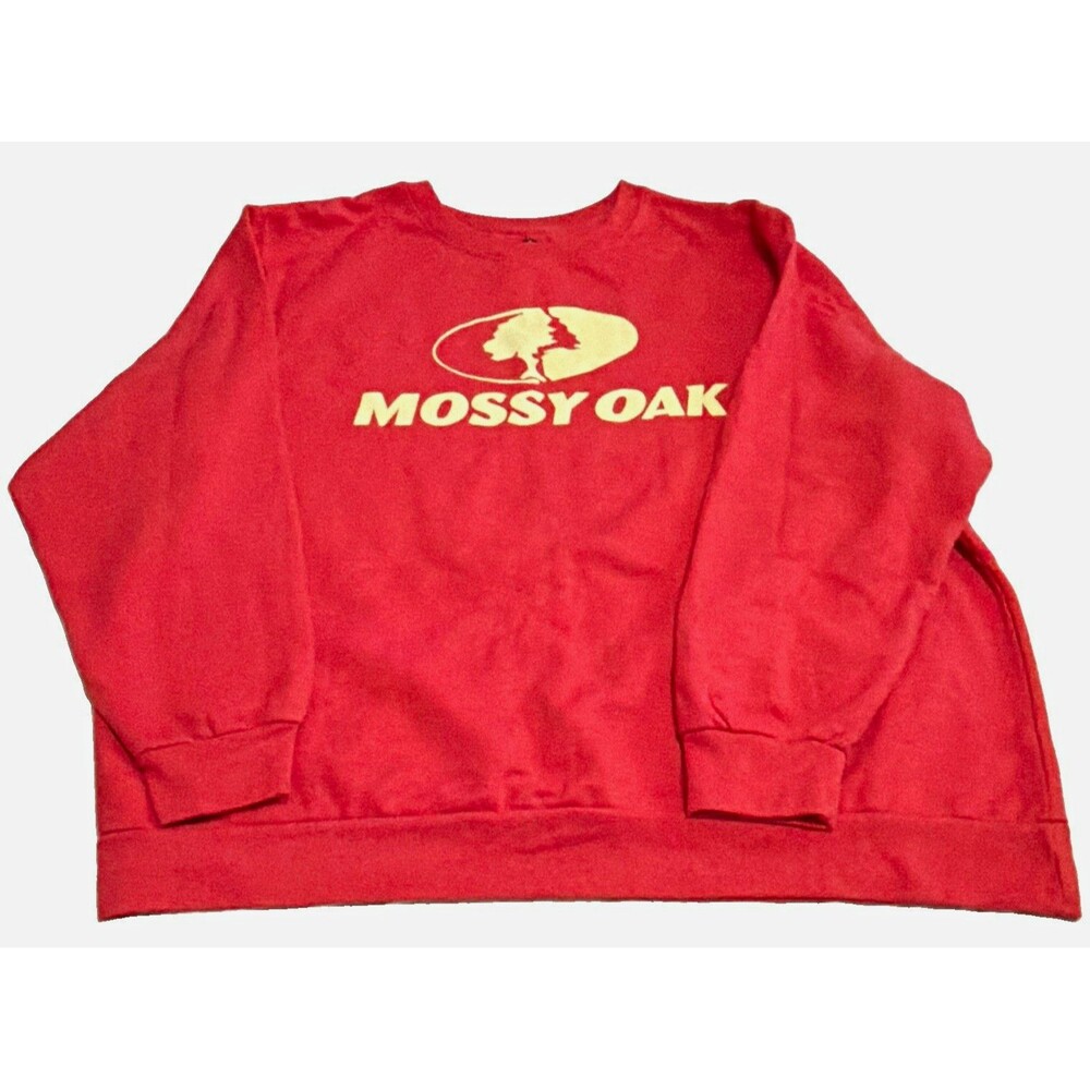Mossy Oak Red Crew Neck Pullover Sweatshirt Men's 2XL Fleece Graphic Logo